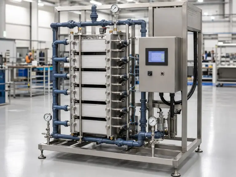 Continuous EDI electrodeionization polishing skid installed downstream of double-pass RO