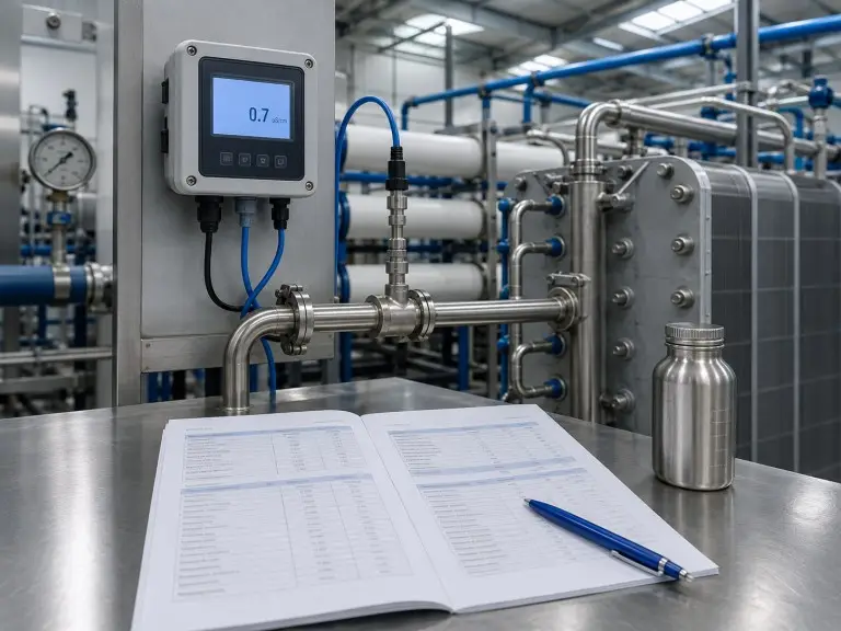 Water analysis report and EDI inlet conductivity instrumentation for RO permeate review