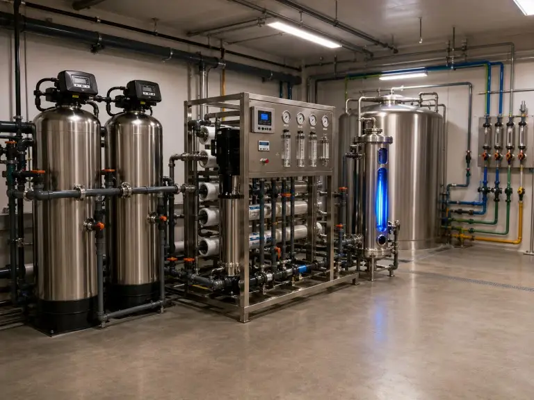 Hotel and commercial building water softener and RO