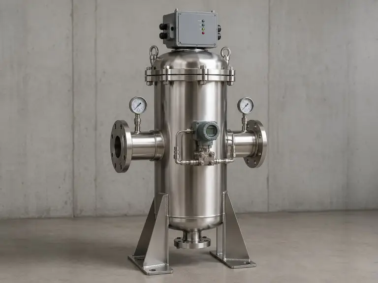 Automatic self-cleaning filter with brush or screen backflush mechanism for continuous industrial flow