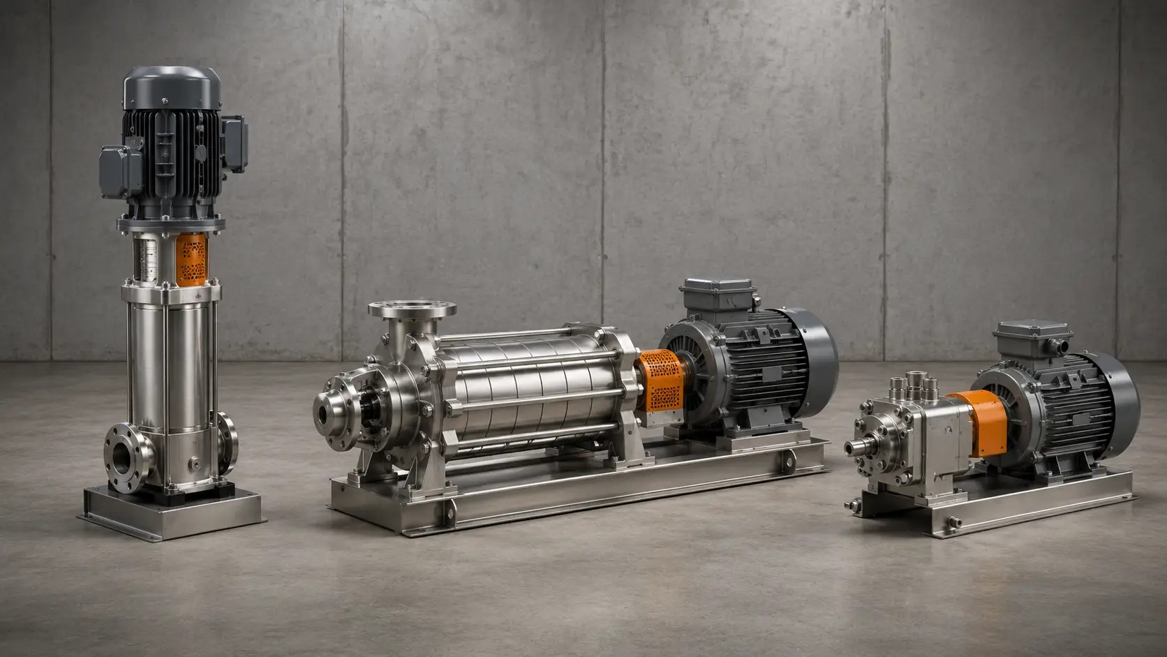 RO pump types - vertical multistage centrifugal, horizontal multistage, and axial piston high pressure pump comparison