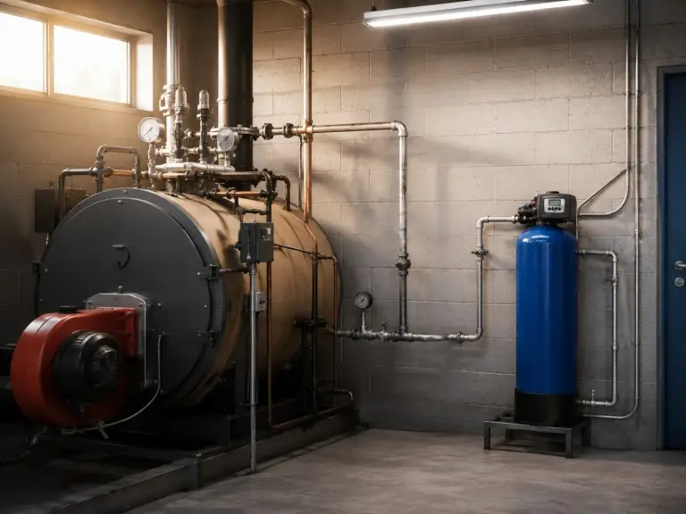Single valve single tank water softener for small and medium boiler feed water pretreatment