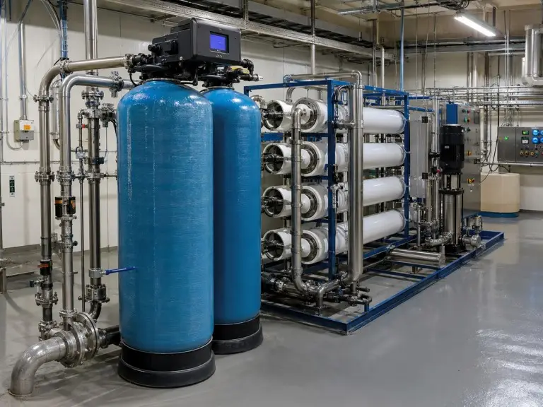 Alternating duplex water softener used as continuous pretreatment before RO membranes