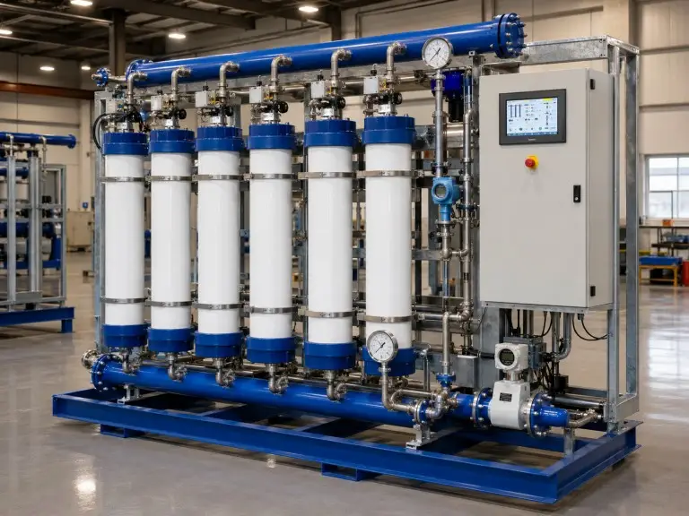 Industrial hollow fiber ultrafiltration UF skid for pretreatment before RO membranes