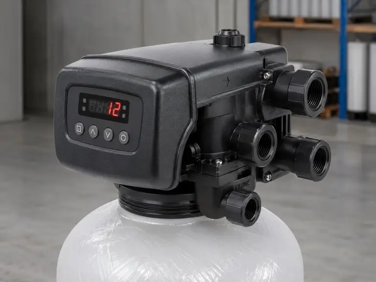 Industrial multiport control valve actuator for softener and filter regeneration