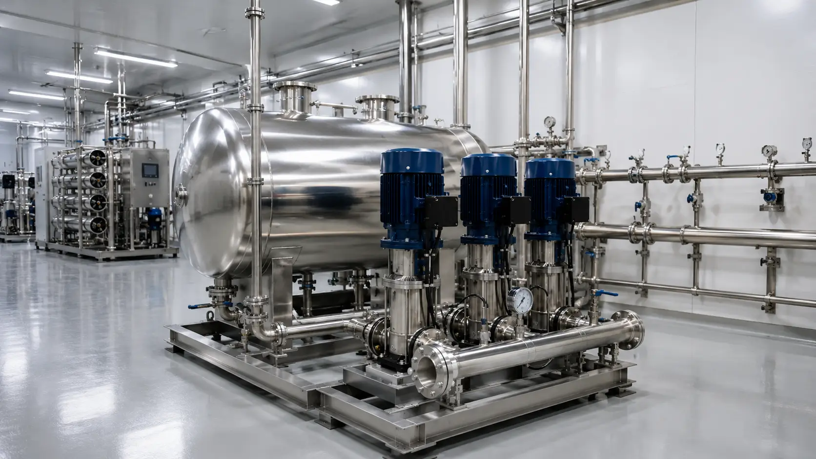 Food processing plant sealed non-negative pressure water supply unit