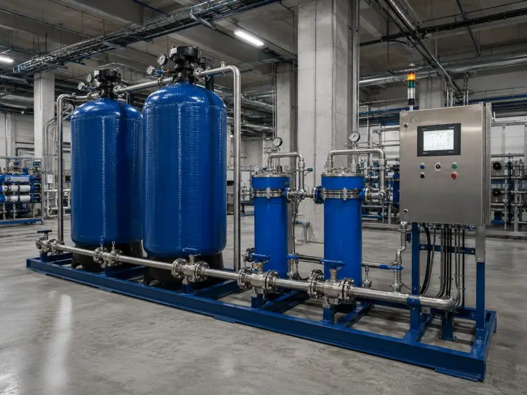 Water filtration and pre-treatment equipment protecting downstream RO membranes