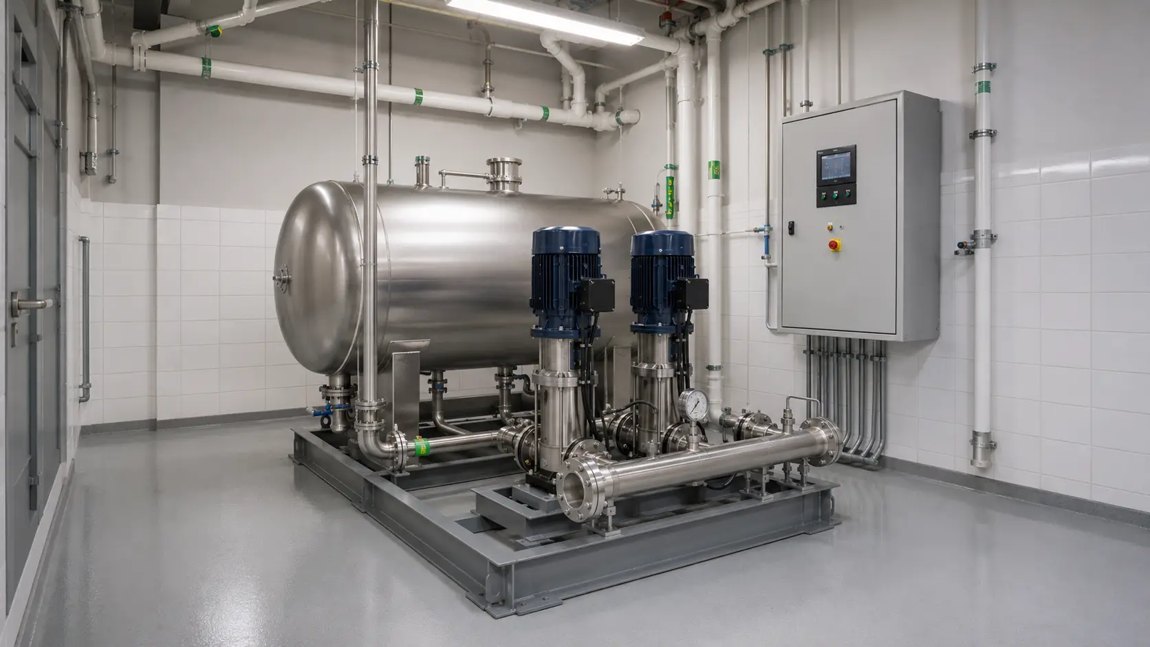 Hotel non-negative pressure water supply equipment in commercial building plant room