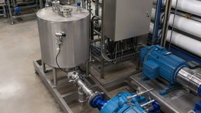 Intermediate buffer tank positioned between filtration and RO system feed pump