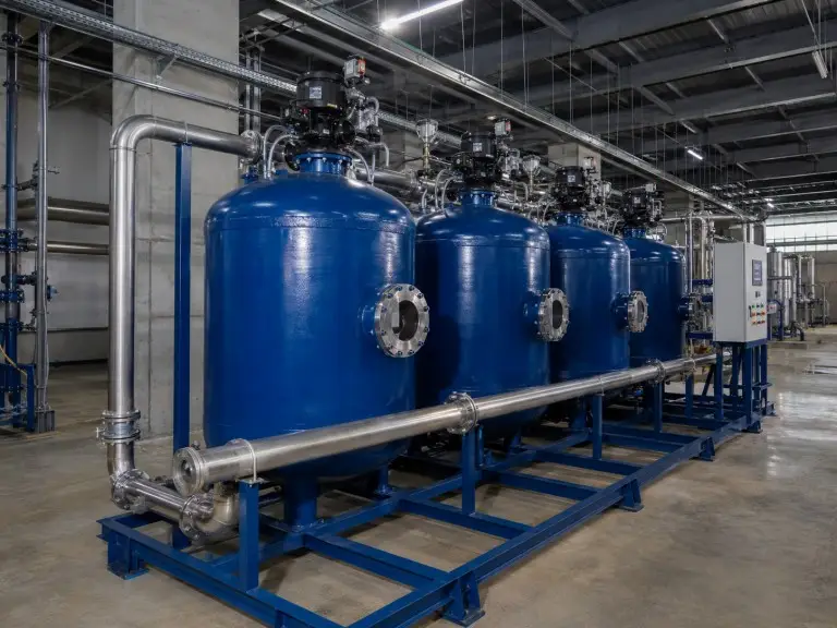 Multi-media filter vessel with backwash valve for turbidity and TSS removal