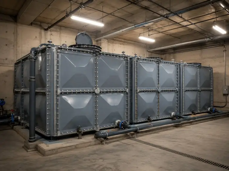 FRP fiberglass water tank for corrosive process water treatment