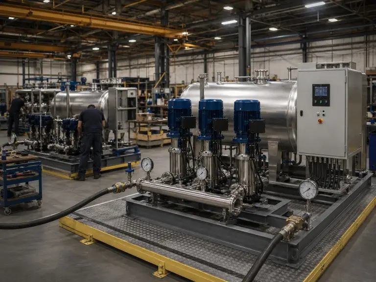 Non-negative pressure water supply equipment manufacturing floor — Qingdao factory assembly and testing