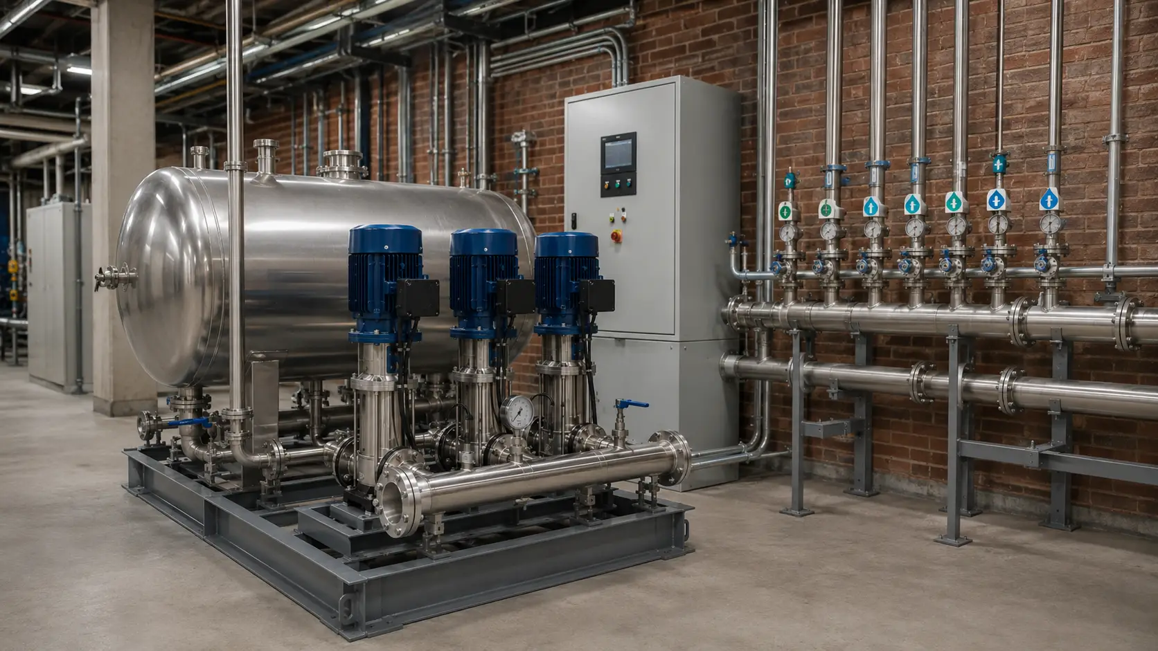 Non-negative pressure water supply system in office building plant room