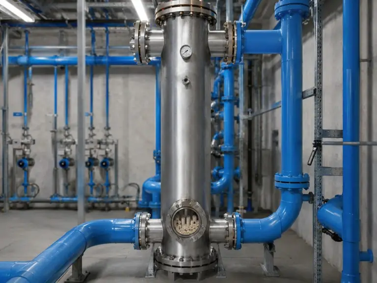 Ozone contact column with bubble diffuser elements for water treatment