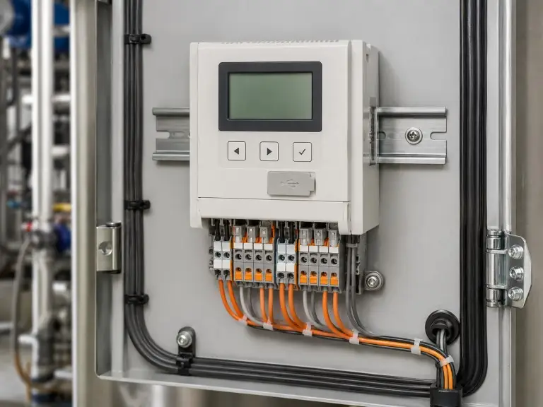 Panel-mount conductivity transmitter with 4-20mA output wiring