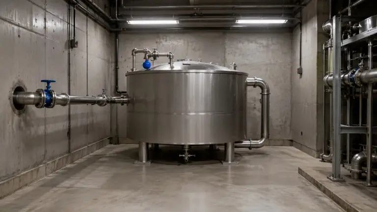 Raw water intake tank at system entry point - industrial water treatment