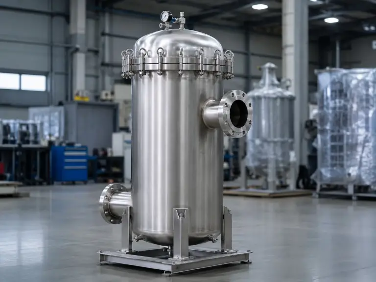 Stainless steel multi-cartridge filter housing with 5 micron cartridge elements
