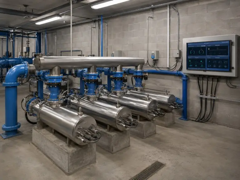 Municipal UV water disinfection system for community drinking water supply