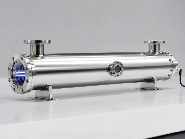 Stainless steel UV water sterilizer pressure chamber in SS316L polished finish for industrial disinfection