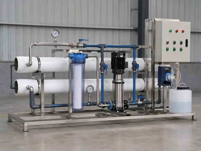 Commercial tap water reverse osmosis system skid-mounted unit for municipal and pipeline water purification