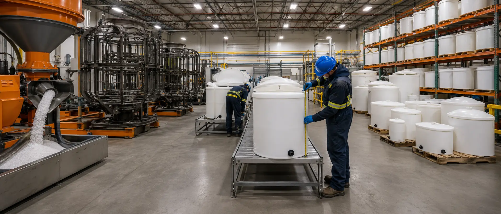 Manufacturing workshop producing PE brine tanks and salt tanks for water softener systems