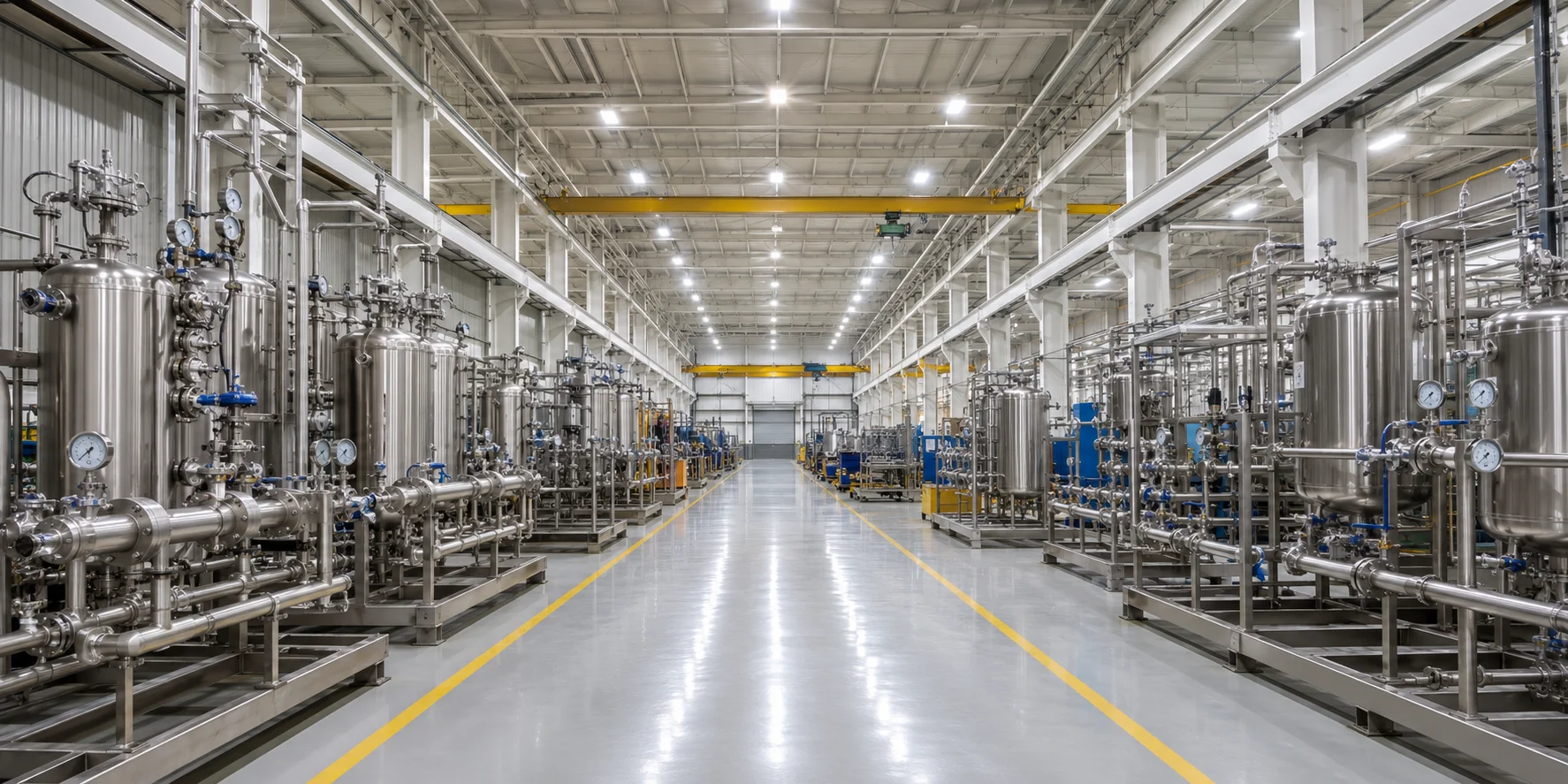 Hiju production workshop assembly line on 21,000 m² fabrication floor in Qingdao