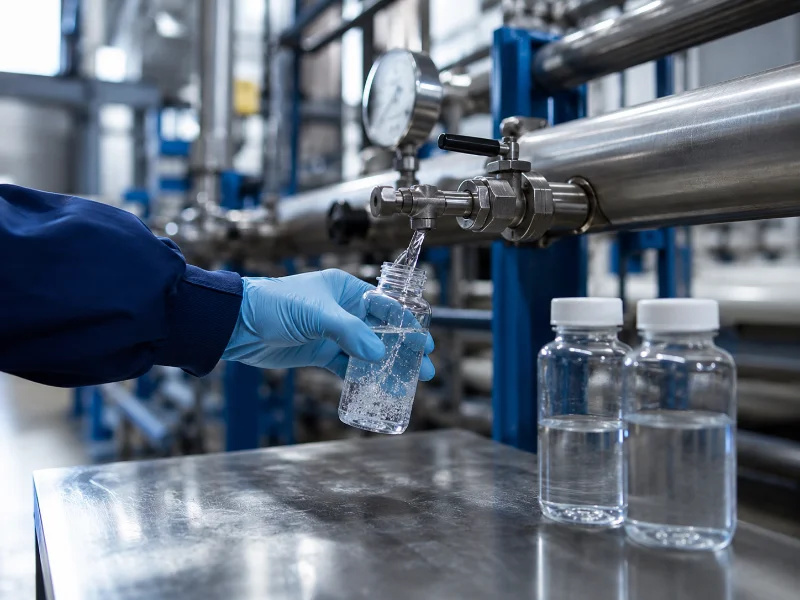 Feedwater sample being drawn at a plant, ahead of any reverse osmosis application decision.