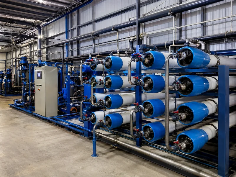 Brackish water reverse osmosis membrane array operating as process-water treatment in a manufacturing facility